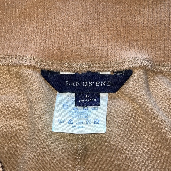 Lands End Tan Starfish Corded Velour Pants Elastic Waist Soft Flare Stretch XS - Picture 6 of 11